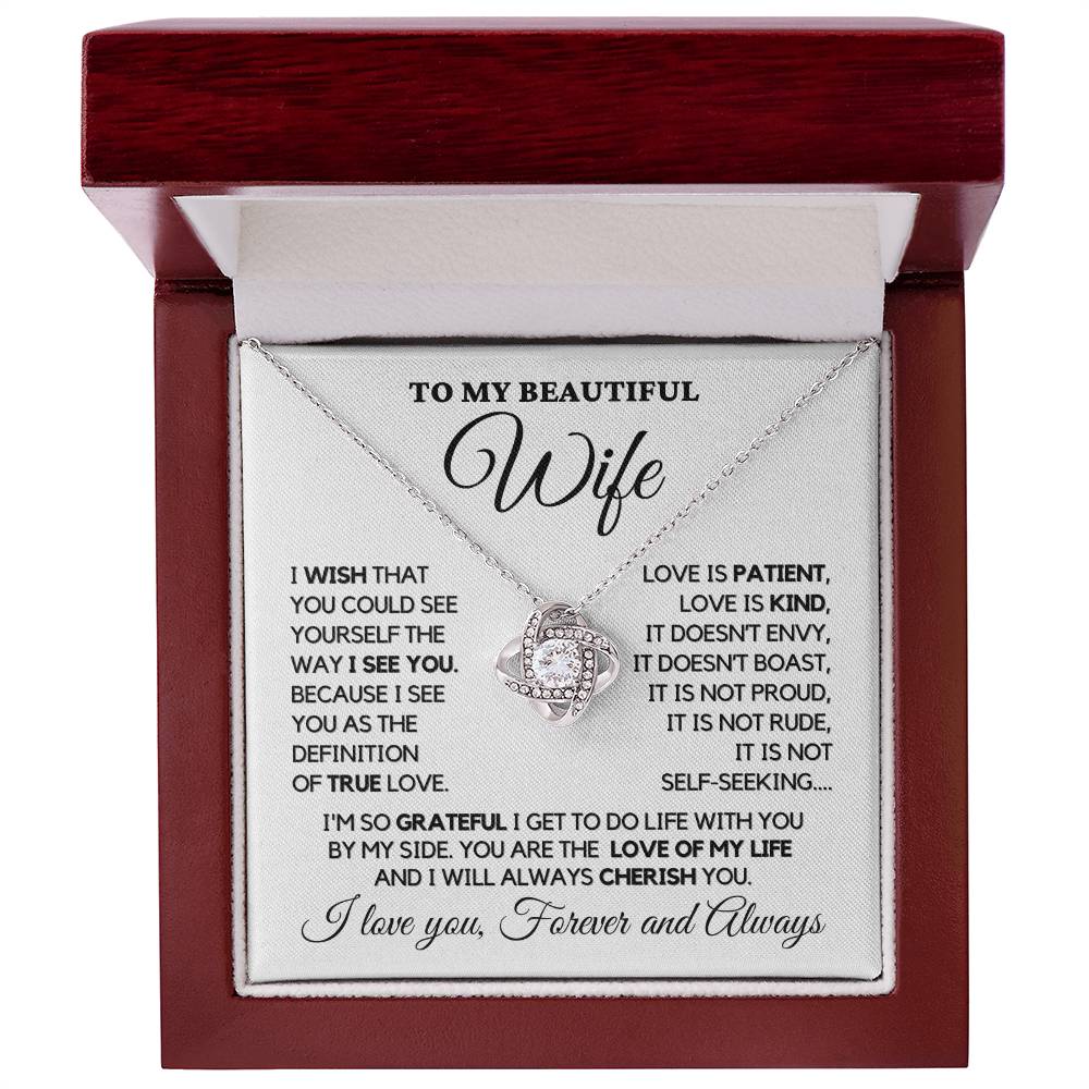 To My Wife - My True Love - Necklace - White gold finish in Luxury LED box