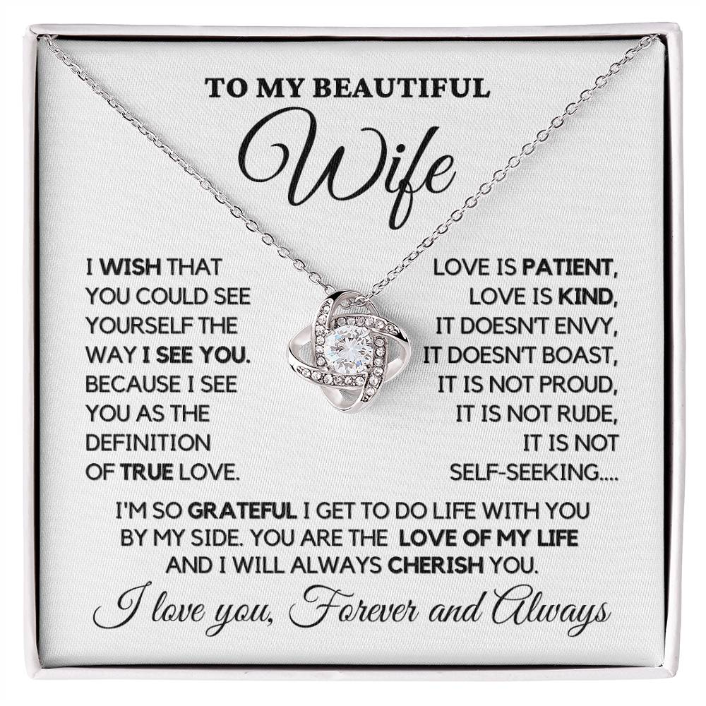 To My Wife - My True Love - Necklace - White gold finish in two-tone box