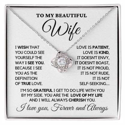 To My Wife - My True Love - Necklace - White gold finish in two-tone box