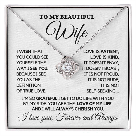 To My Wife - My True Love - Necklace - White gold finish in two-tone box