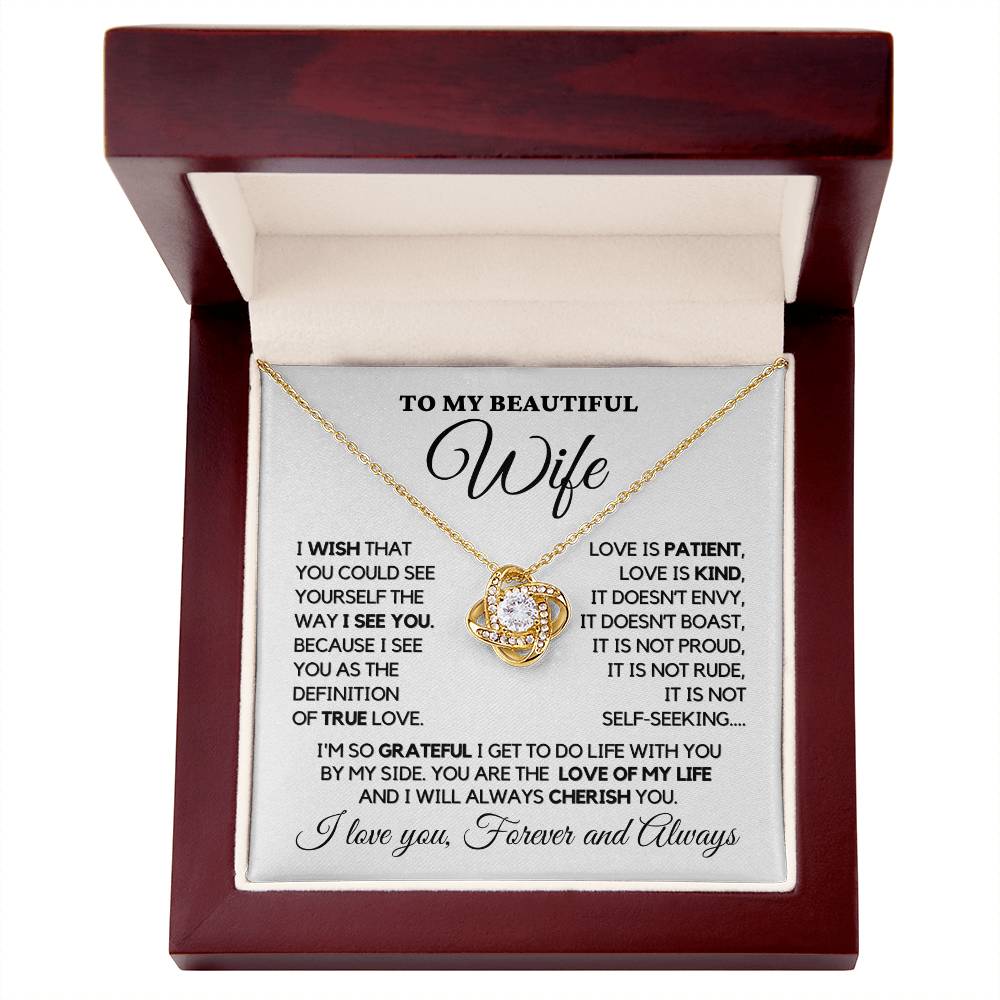 To My Wife - My True Love - Necklace - Yellow gold finish in Luxury LED box