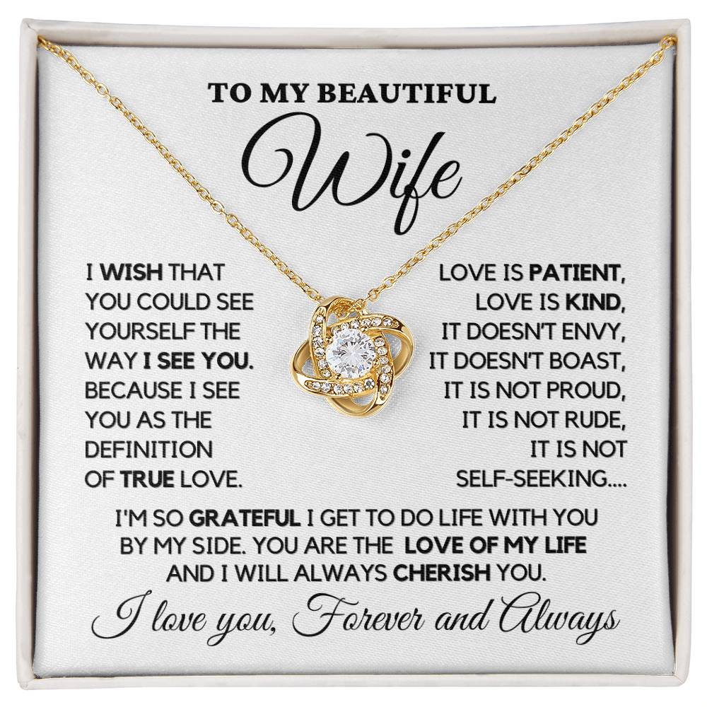 To My Wife - My True Love - Necklace - Yellow gold finish in two-tone box