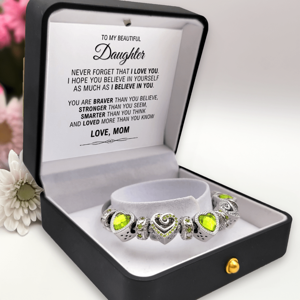 To My Beautiful Daughter - Love Mom - Birthstone Bracelet - August