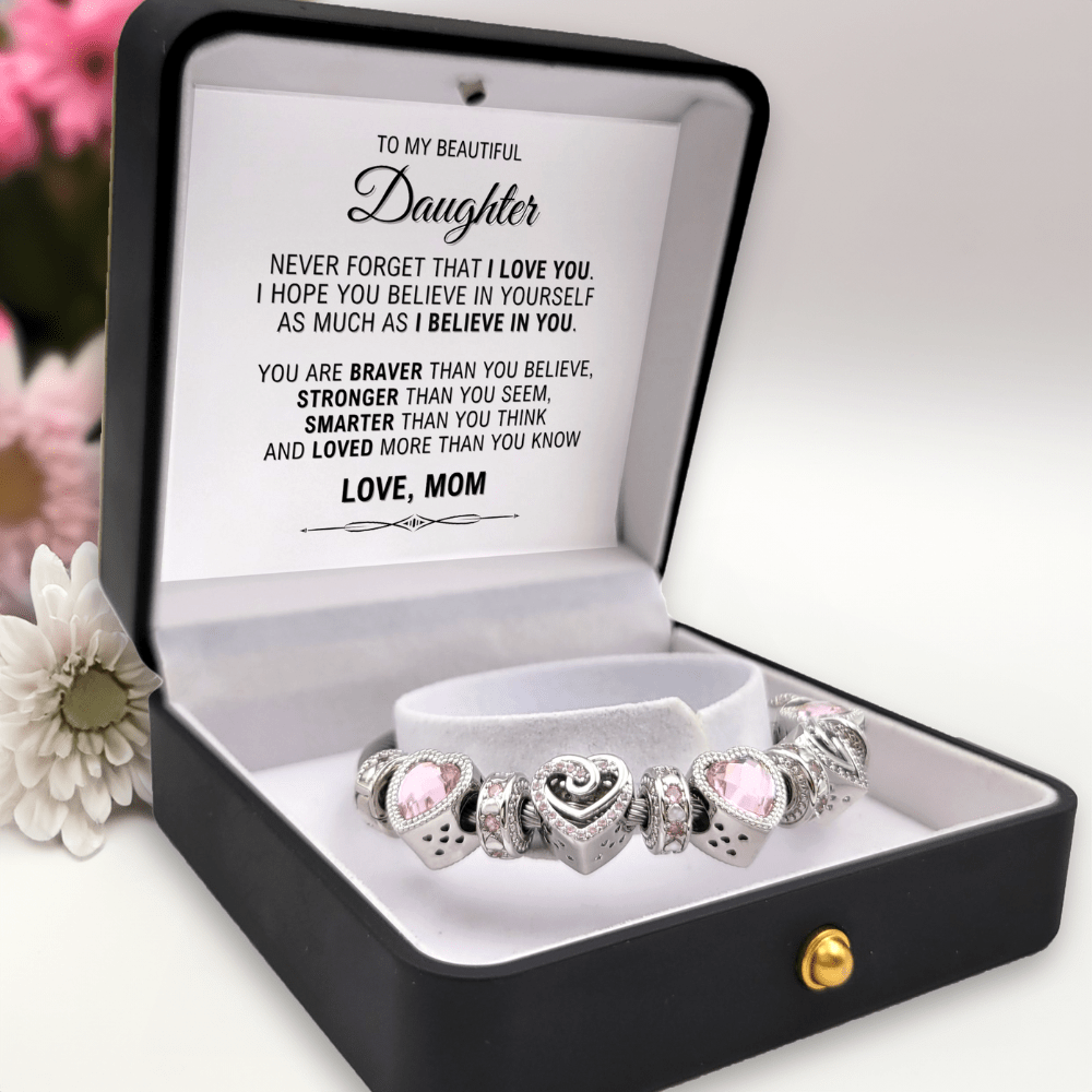 To My Beautiful Daughter - Love Mom - Birthstone Bracelet - October