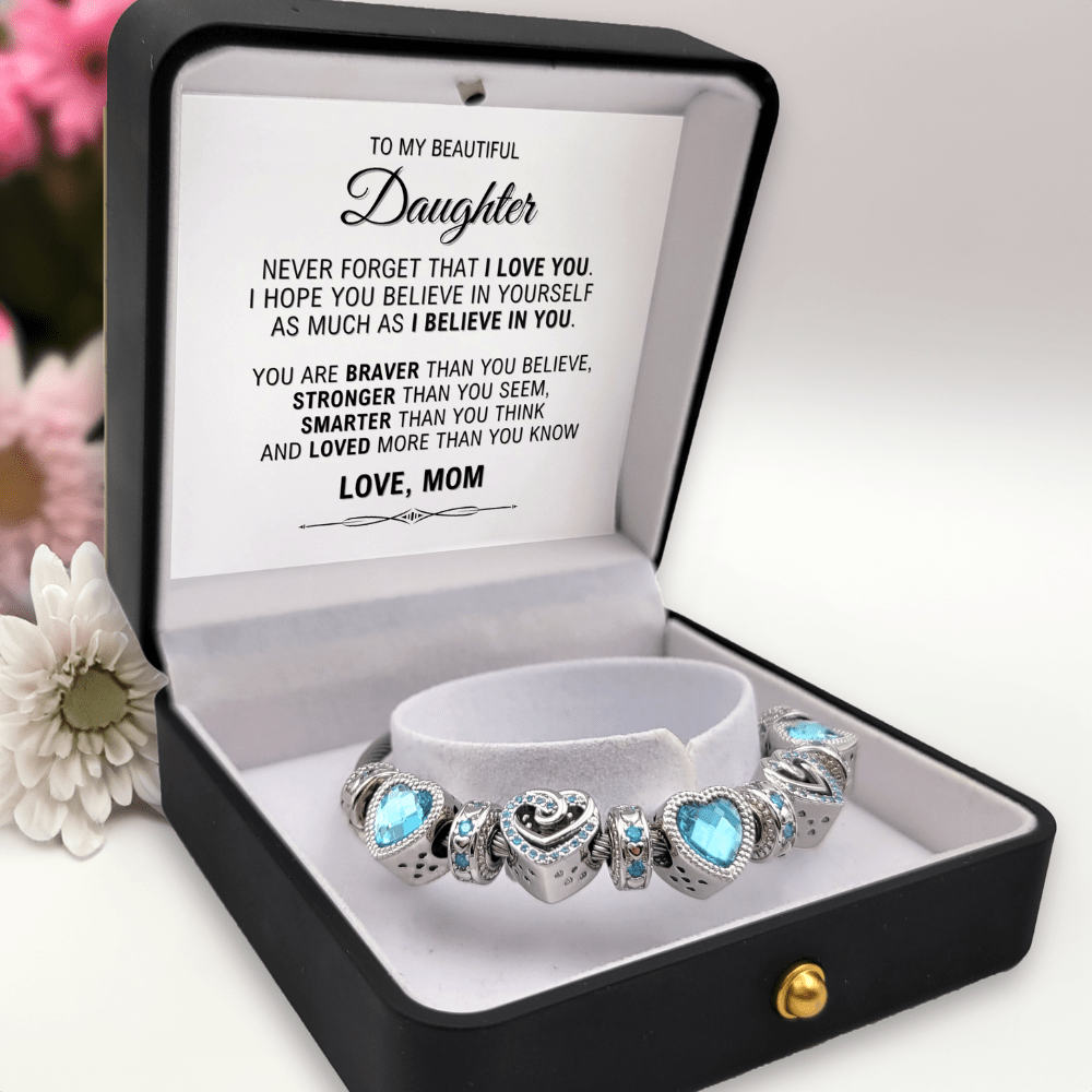 To My Beautiful Daughter - Love Mom - Birthstone Bracelet - December