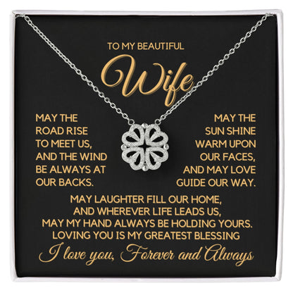 To My Wife - An Irish Love Blessing - Magnetic Hearts Necklace