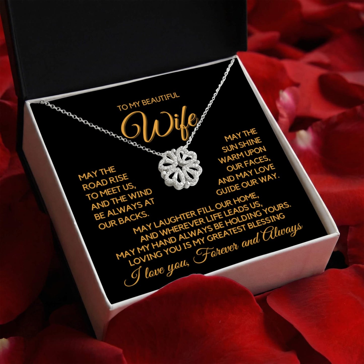 To My Wife - An Irish Love Blessing - Magnetic Hearts Necklace