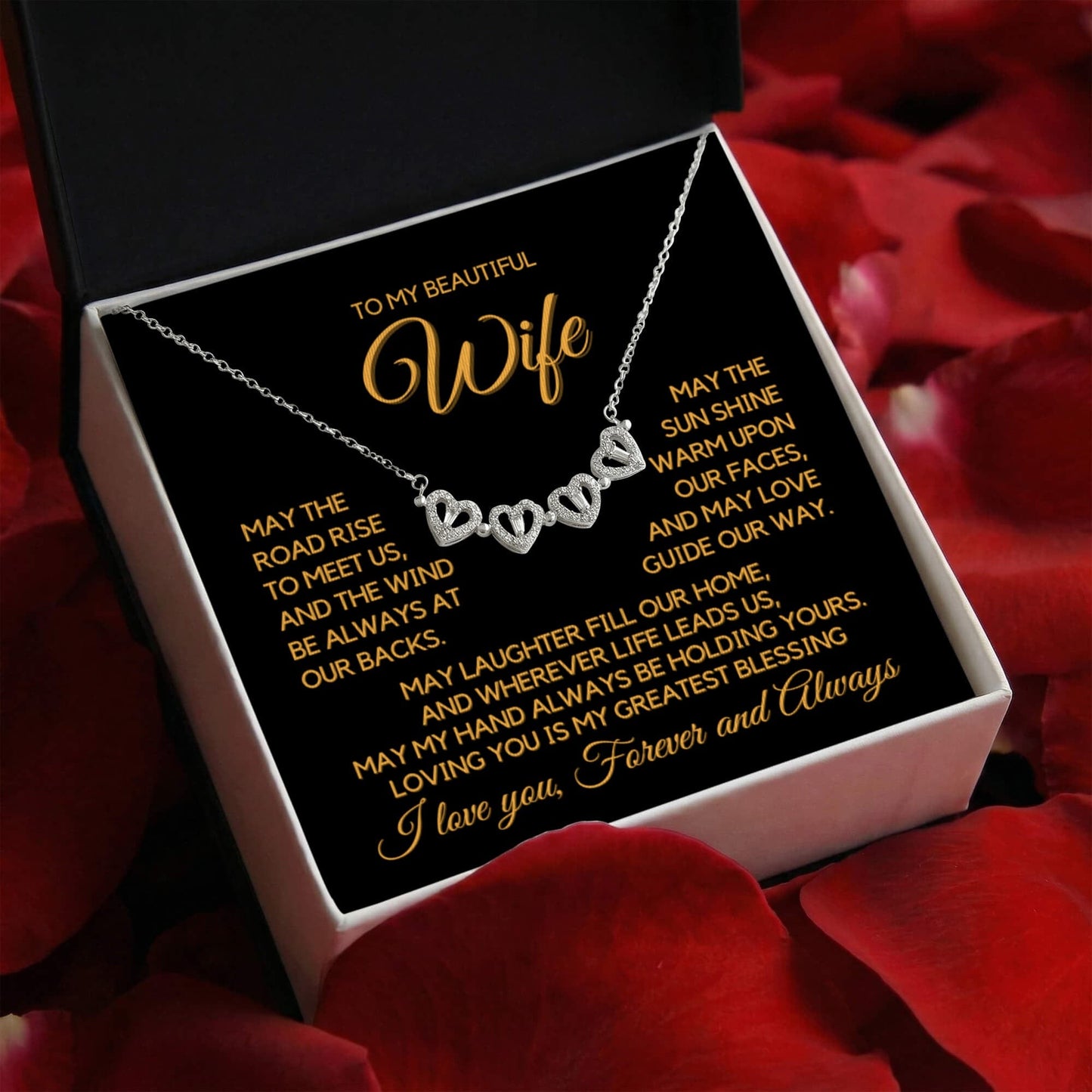 To My Wife - An Irish Love Blessing - Magnetic Hearts Necklace