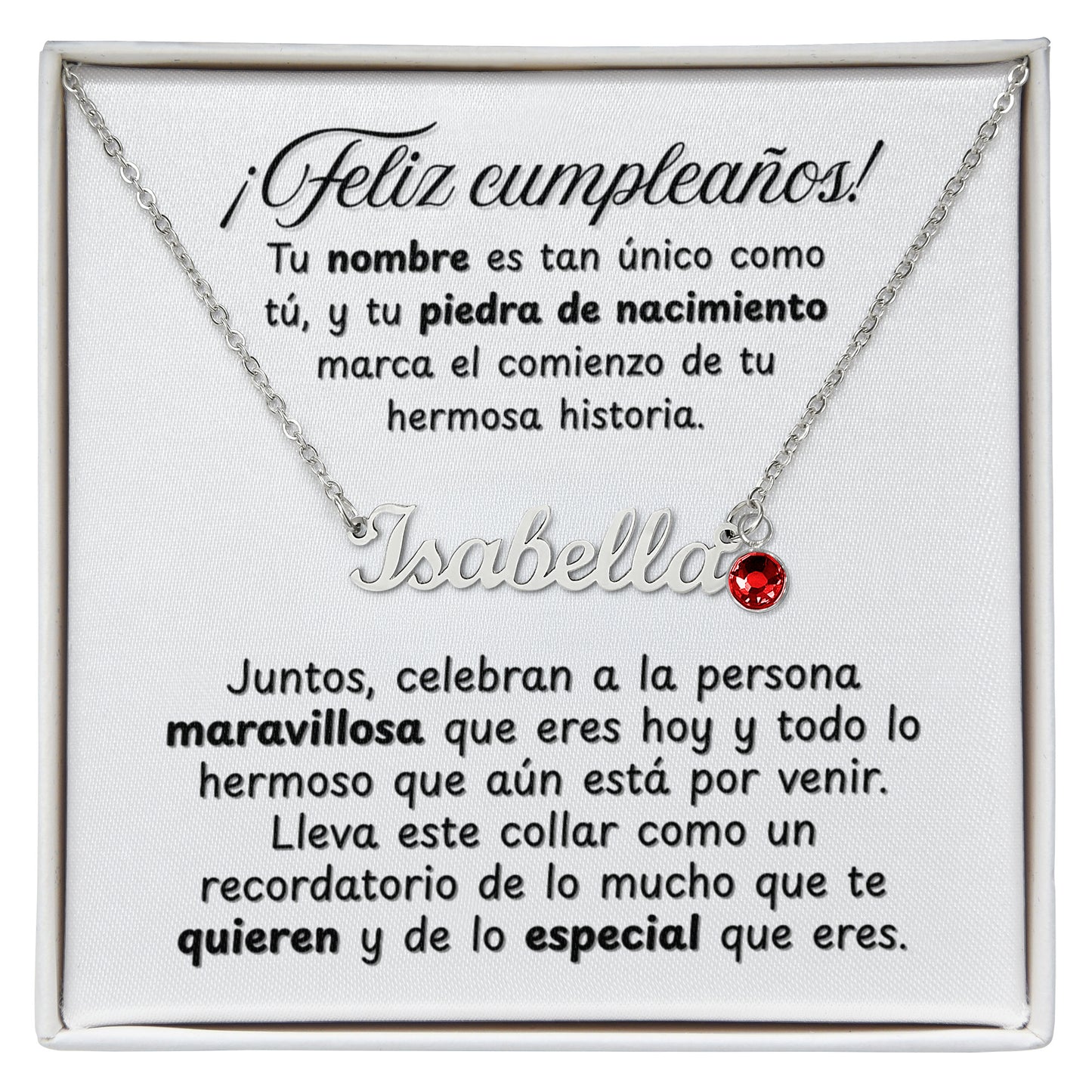 Collar de Cumpleaños con Nombre y Piedra de Nacimiento Personalizados