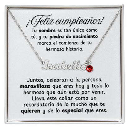 Collar de Cumpleaños con Nombre y Piedra de Nacimiento Personalizados