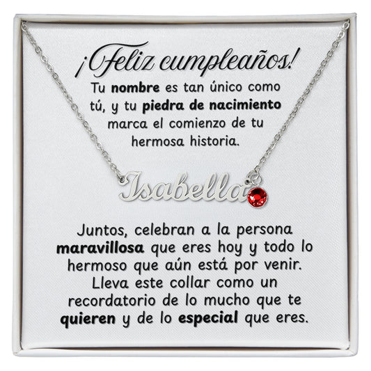 Collar de Cumpleaños con Nombre y Piedra de Nacimiento Personalizados