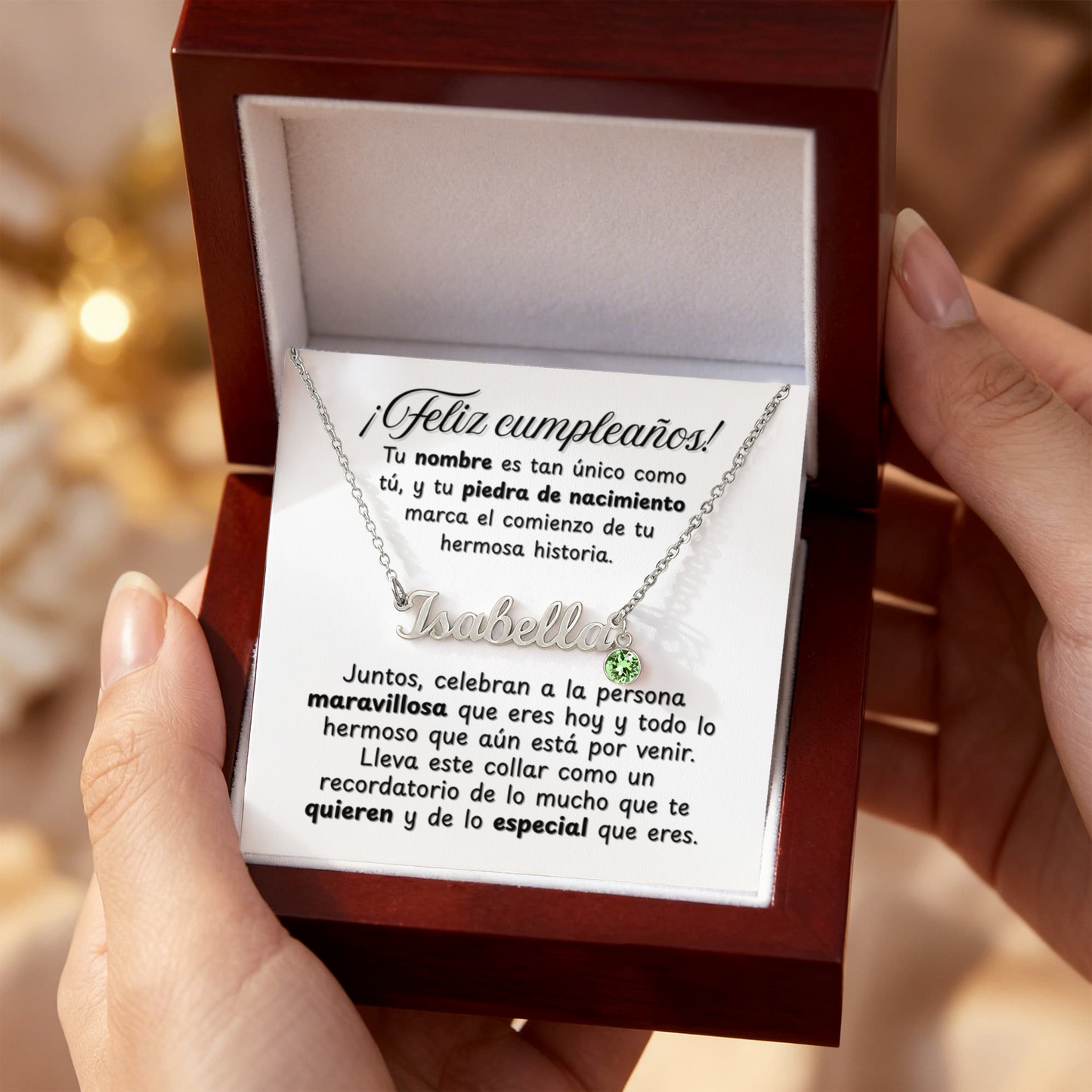 Collar de Cumpleaños con Nombre y Piedra de Nacimiento Personalizados