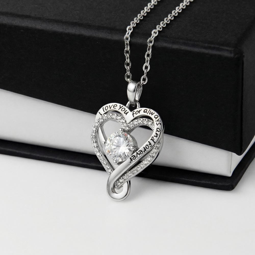 necklace against the two-tone box