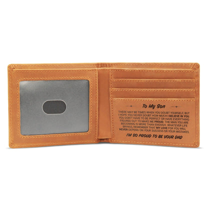 To My Son - I Am Proud To Be Your Dad - Leather Wallet