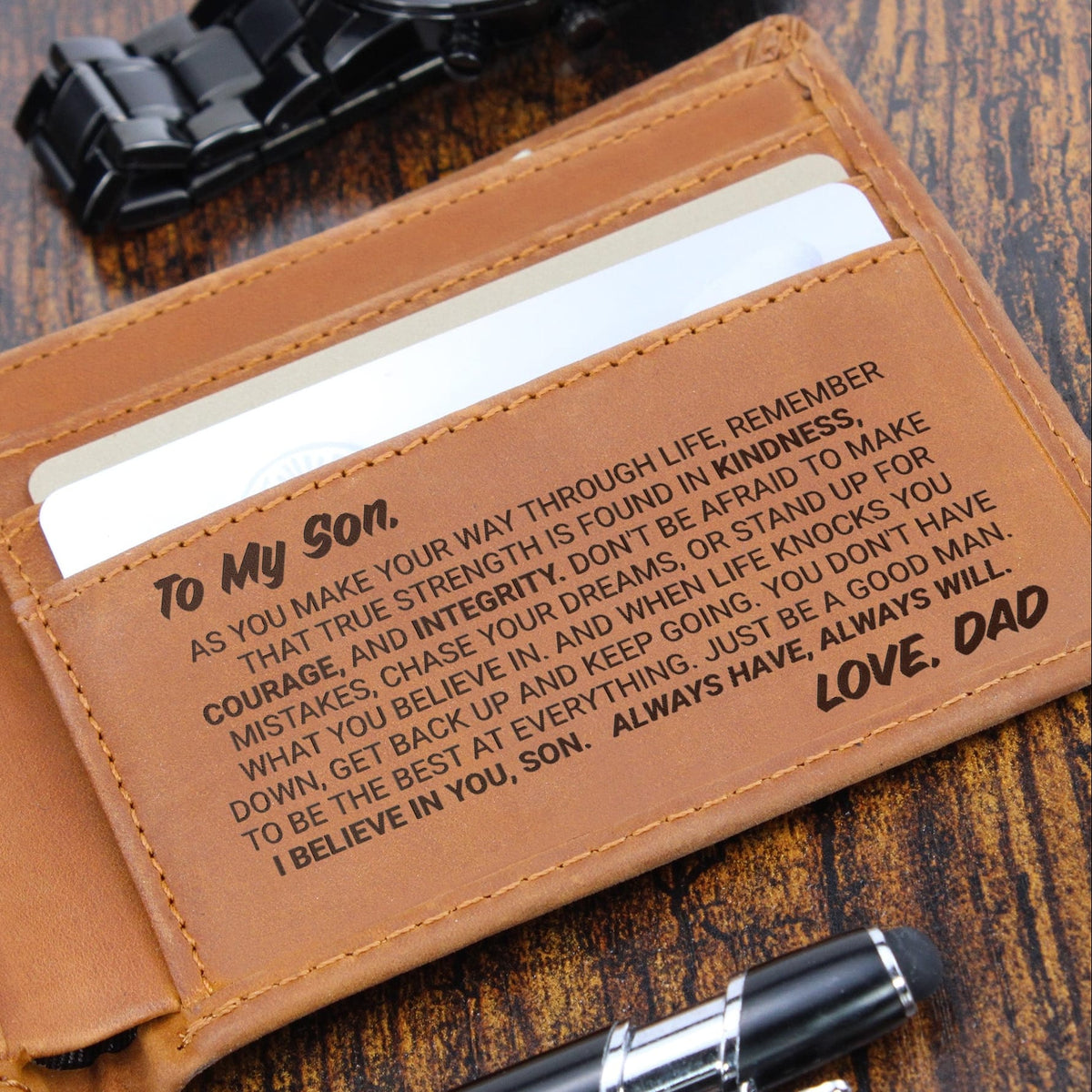 To My Son - I Believe In You - Leather Wallet