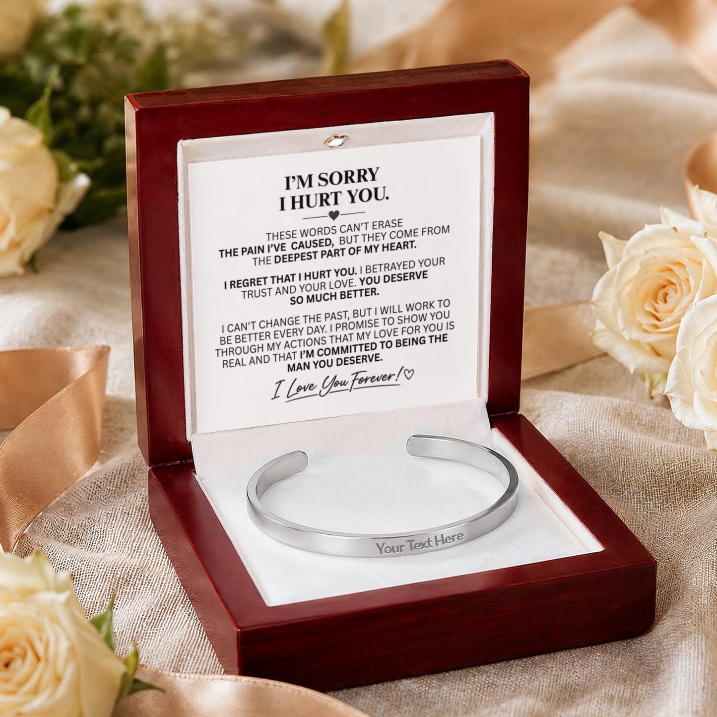 "I'm Sorry" Personalized Bracelet for Her – A Meaningful Apology Gift