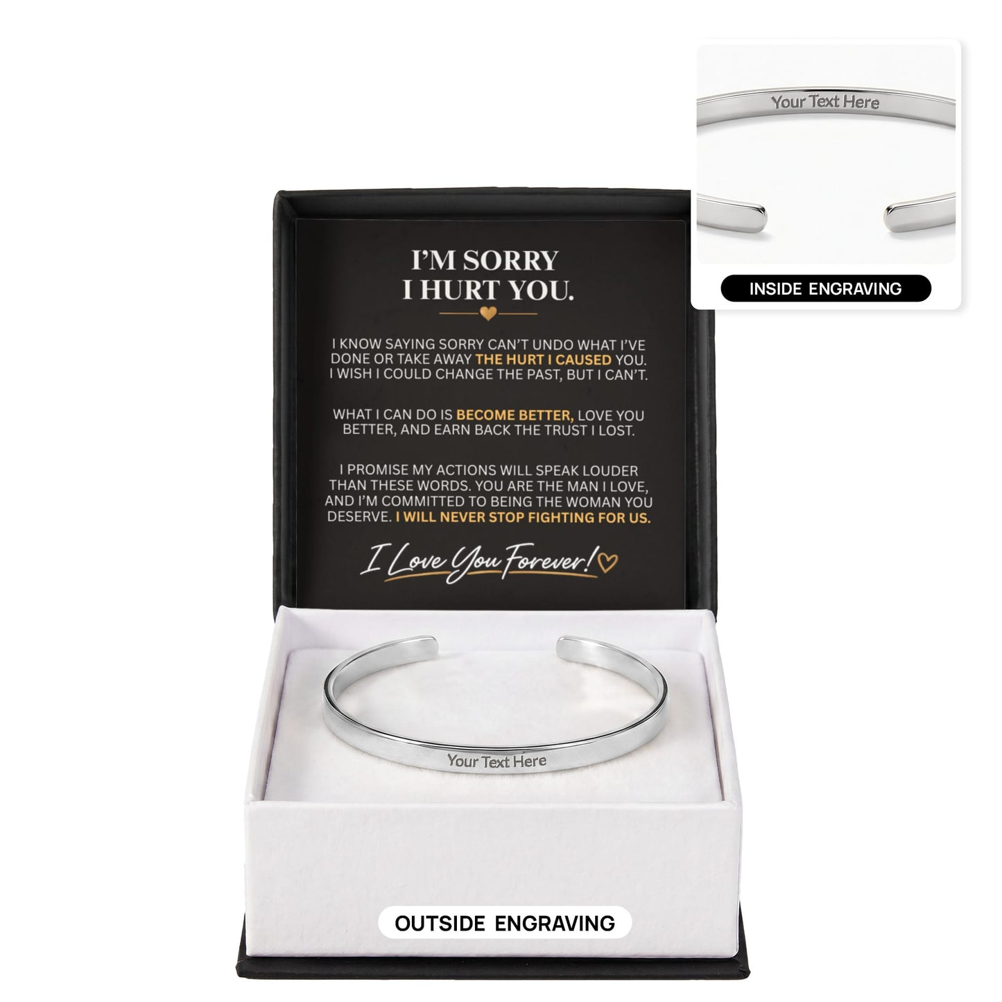 "I'm Sorry" Personalized Bracelet for Him – A Meaningful Apology Gift