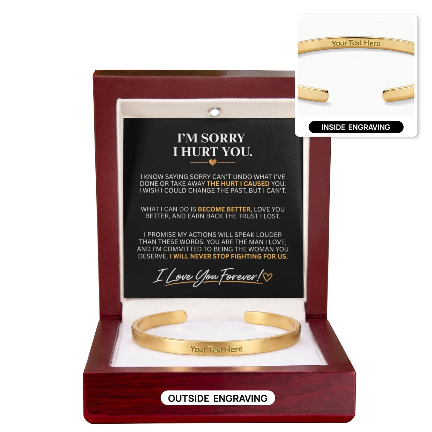 "I'm Sorry" Personalized Bracelet for Him – A Meaningful Apology Gift