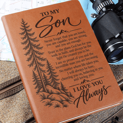 To My Son - Trust God's Plans For You - Engraved Leather Journal