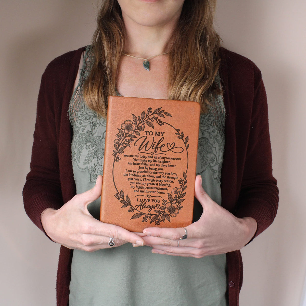 To My Wife - My Greatest Blessing - Engraved Leather Journal