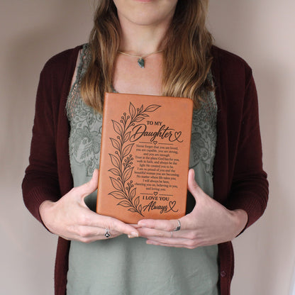 To My Daughter - Trust God's Plans For You - Engraved Leather Journal