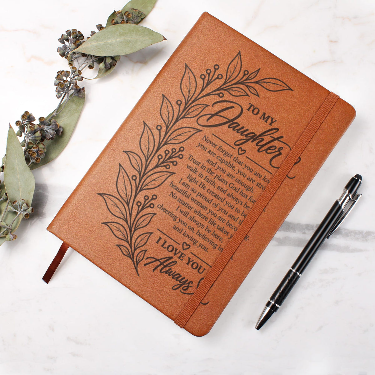 To My Daughter - Trust God's Plans For You - Engraved Leather Journal