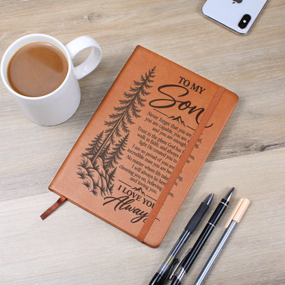 To My Son - Trust God's Plans For You - Engraved Leather Journal
