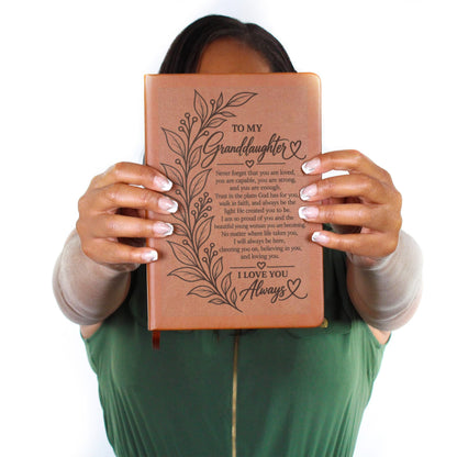 To My Granddaughter - Trust God's Plans For You - Engraved Leather Journal