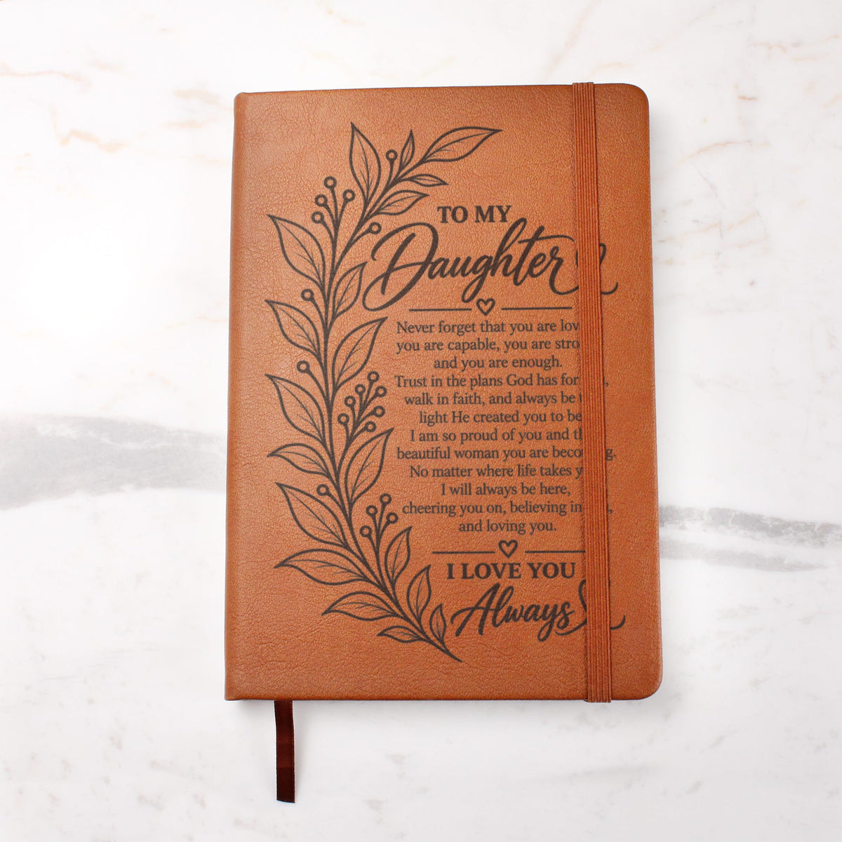 To My Daughter - Trust God's Plans For You - Engraved Leather Journal