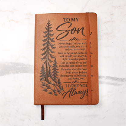 To My Son - Trust God's Plans For You - Engraved Leather Journal