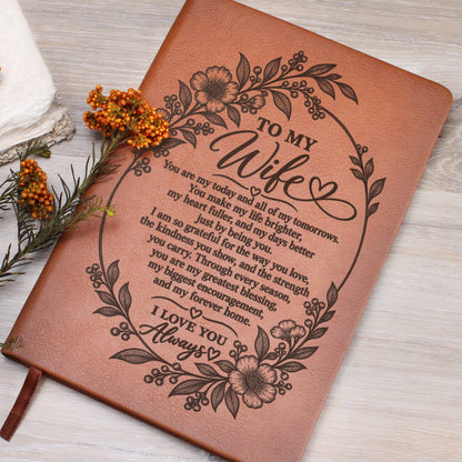 To My Wife - My Greatest Blessing - Engraved Leather Journal