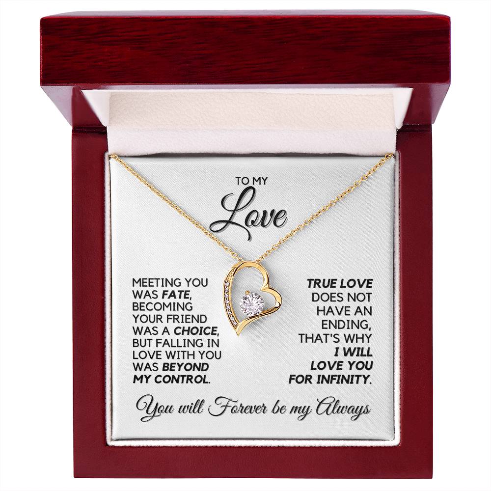 To My Love - True Love Has No Ending - Yellow Gold Finish - Necklace in luxury LED box