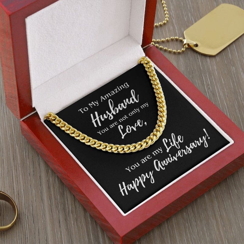My Amazing Husband - Anniversary Necklace - Gold Plated - Mahogany-style box
