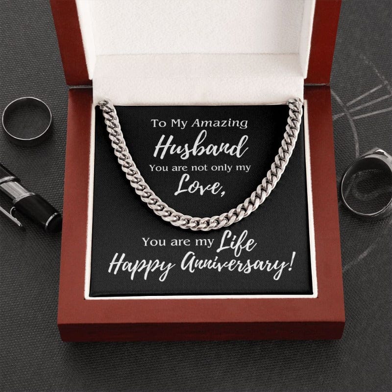 My Amazing Husband - Anniversary Necklace - Stainless Steel - Mahogany-style box