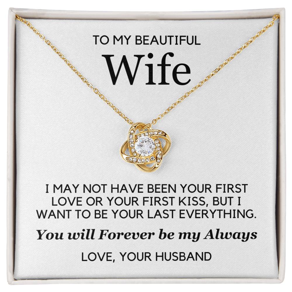To My Wife - Forever Love - Necklace - Yellow Gold Finish with Two-tone Box