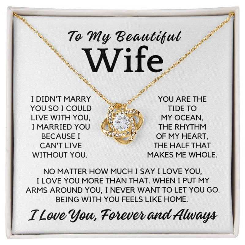 To My Wife - You Are My Home - Necklace - Yellow Gold Finish with Two-tone Box