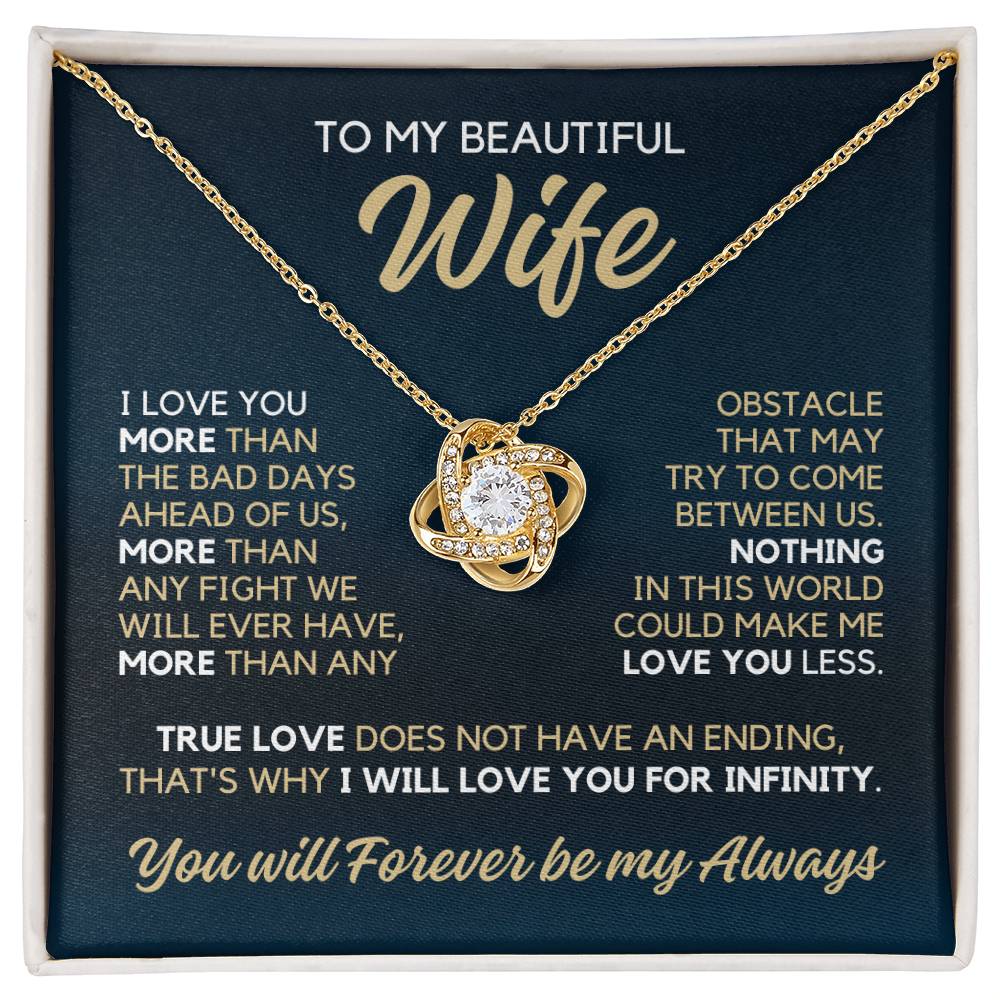 To My Wife - I Love You More - Necklace - Yellow Gold Finish with Two-tone Box