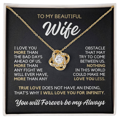 To My Wife - I Love You More - Necklace - Yellow Gold Finish with Two-tone Box