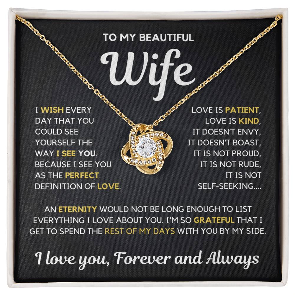 To My Wife - My Perfect Love - Necklace - Yellow Gold Finish with Two-tone Box