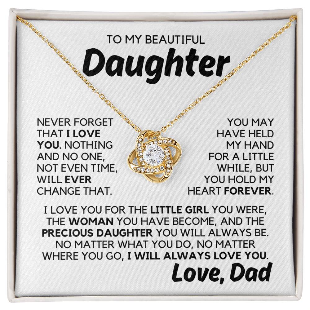 To My Daughter - You Hold My Heart - Necklace - Yellow Gold Finish with Two-tone Box