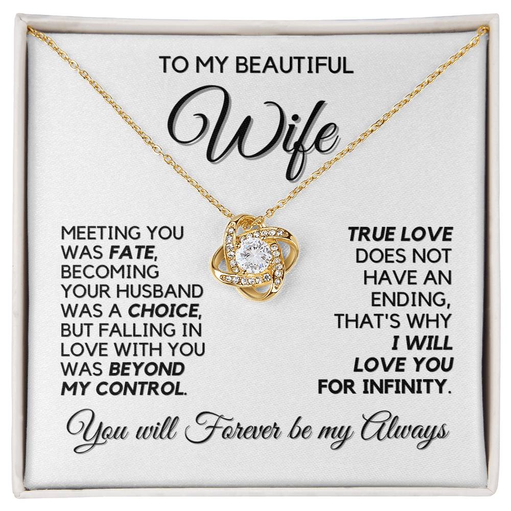 To My Wife - Infinite Love - Necklace - Yellow Gold Finish with Two-tone Box