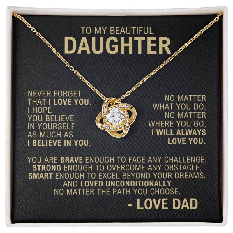 To My Daughter - I Will Always Love You - Necklace - Yellow Gold Finish with Two-tone Box