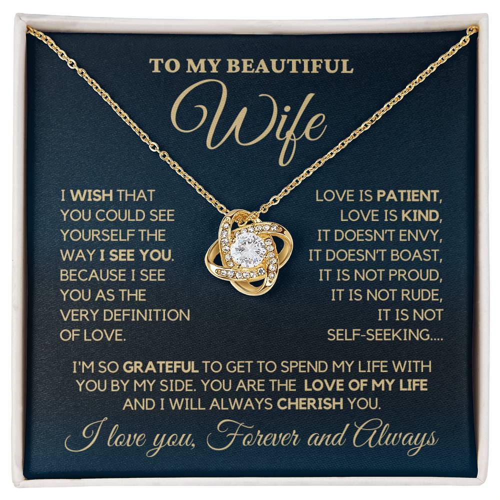 To My Wife - My Perfect Love - Necklace - Yellow Gold Finish with two-tone Box