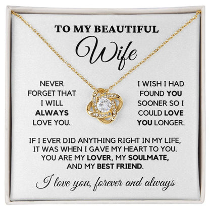 To My Wife - My Lover, My Friend - Necklace  Yellow Gold Finish with Two-tone Box