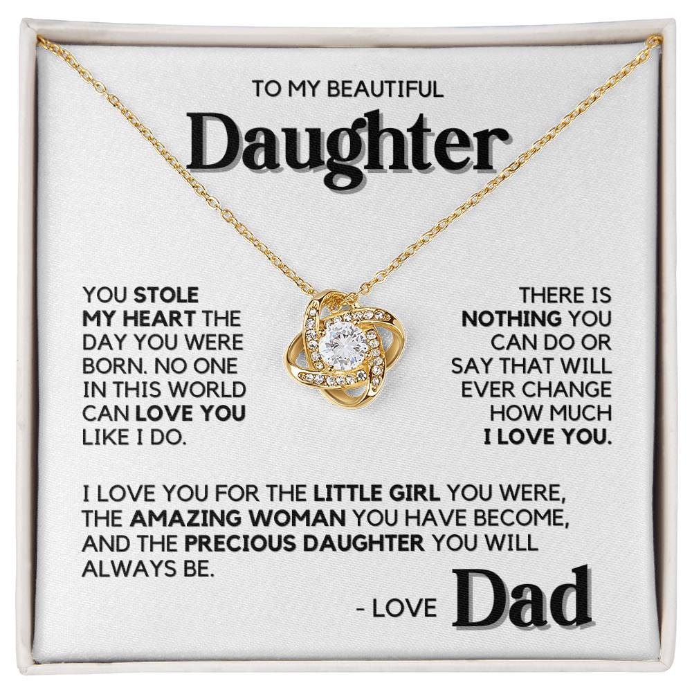 To My Daughter - You Stole My Heart - Love Dad - Yellow Gold Finish Necklace with Two-tone Box