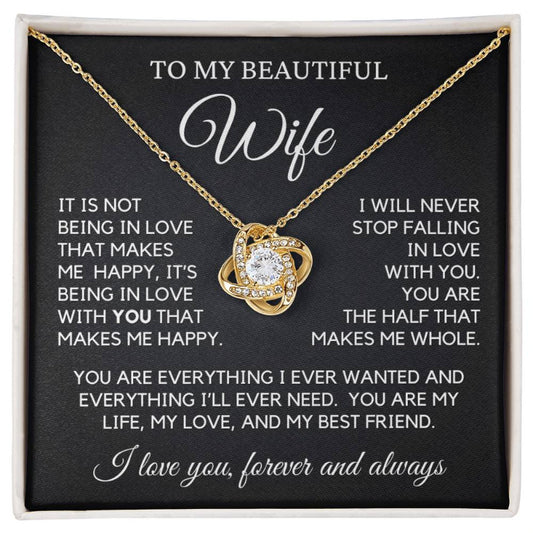 To My Wife - I Will Never Stop Loving You - Necklace - Yellow Gold Finish with Two-tone Box