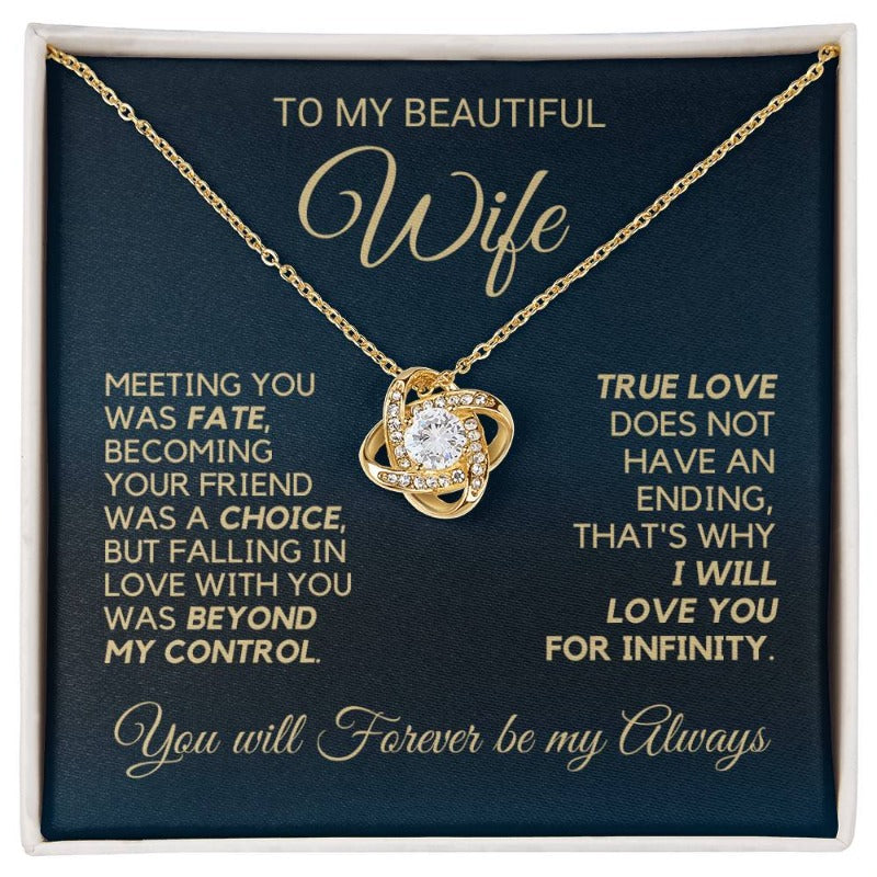 To My Wife - Infinite Love - Necklace - Yellow Gold Finish with Two-tone Box