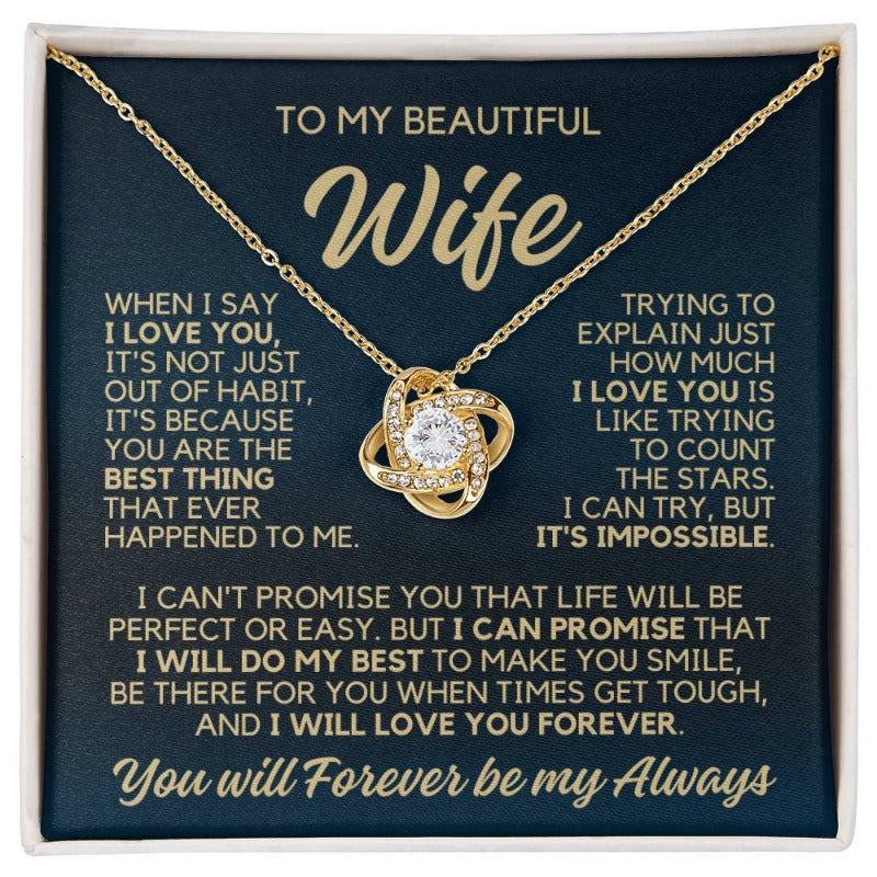 To My Wife - I Will Love You Forever - Necklace - Yellow Gold Finish with Two-tone Box