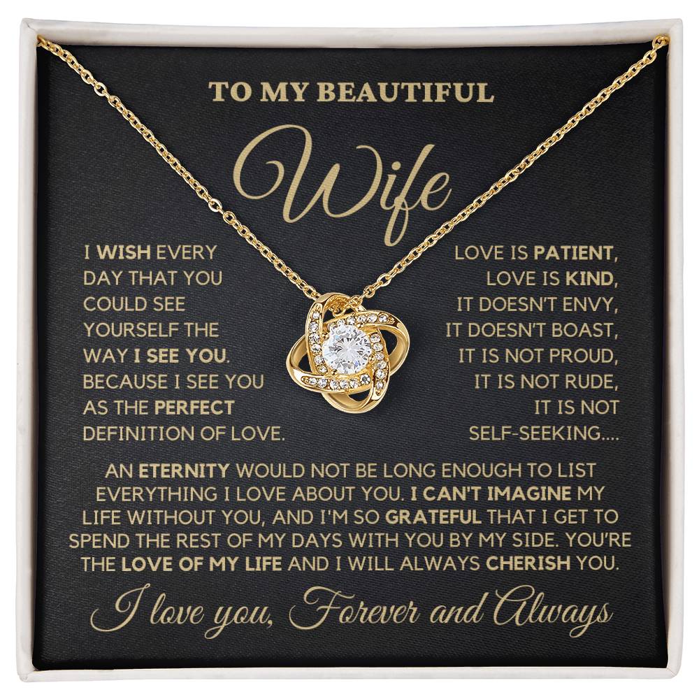 To My Wife - My Perfect Love - Necklace - Yellow Gold Finish with Two-tone Box