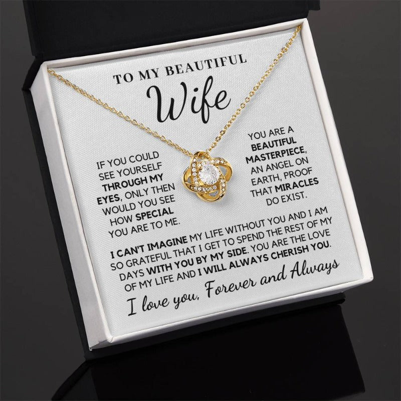 To My Wife - My Angel - Necklace - Yellow Gold Finish with Two-tone Box